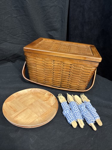 Vtg woven picnic basket swing - vtg,