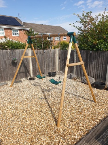Plum large wooden double swing - plum,